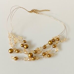 Necklace Faux Pearls Crystals Multiple Strands